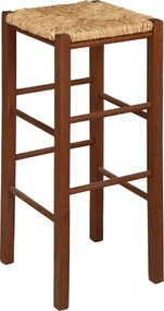Sgabello in legno fondo paglia quadrato altezza 70 cm Noce