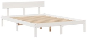 Letto libreria senza materasso bianco 140x190 cm legno di pino