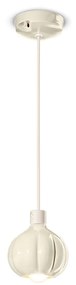 Lampadario Vintage Decò Afoxe' Alluminio Ceramica Crema 1 Luce E14