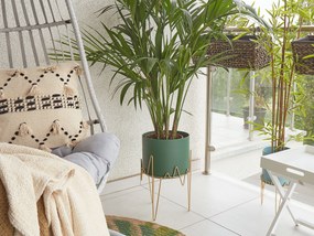 Vaso per fiori in metallo 28 x 28 x 50 cm verde scuro e oro KALANDRA Beliani