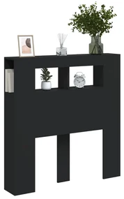Testiera led nera 100x18,5x103,5 cm legno multistrato