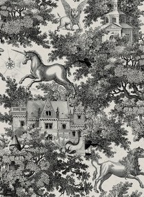 Rebel Walls Carta da parati Fairy Tale Castle - Graphite