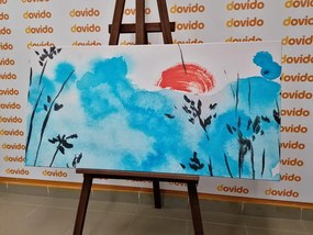 Stampa su tela – Cielo blu giapponese e sole rosso