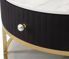 Tavolo da caffè con struttura dorata montpellier colore nero ø75x36 cm