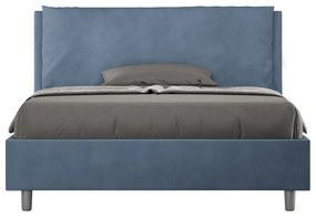 Letto alla Francese rivestito in Microfibra - ANTEA Tipologia Letto: Con Rete, Colore: Blu, Dimensione Rete: 140x190