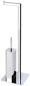 Piantana porta rotolo e porta scopino wc Steel nichelato cromo lucido
