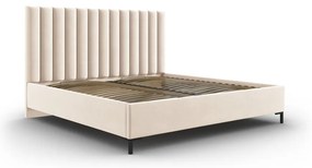 Letto matrimoniale imbottito beige con contenitore con griglia 160x200 cm Casey - Mazzini Beds