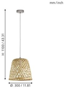 Eglo 55696 - Lampada a sospensione su cavo KIRKCOLM 1xE27/60W/230V beige
