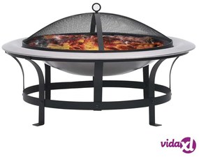vidaXL Braciere da Giardino con Griglia in Acciaio Inox 76 cm