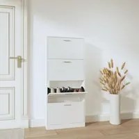 Scarpiera Bianco Lucido 59x17x150 cm in Legno Multistratocod mxl 102206