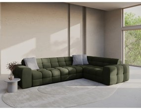 Divano angolare verde (con penisola a destra/a L) Kendal – Micadoni