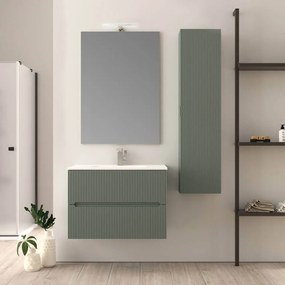 Mobile da bagno verde opaco cannettato 80 cm Riga