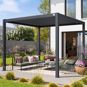 PRIMEYARD Pergola 3x3m, tetto lamellare, antracite - (400122)