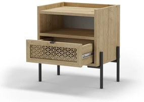 Comodino in rovere con ripiani in colore naturale Inca - Marckeric