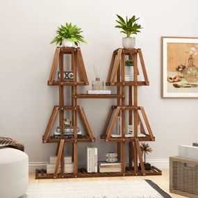 Costway Scaffale per piante in legno alto 113cm, Porta piante a 5 ripiani con 10 mensole per piante in vaso 113x27x114cm