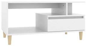 Tavolino da salotto bianco 90x49x45 cm in legno multistrato