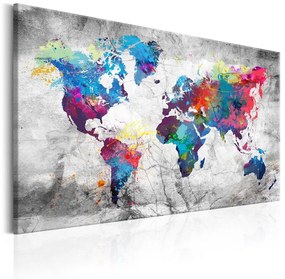 Quadro World Map  Grey Style  Colore colorful, Dimensioni e Misure 90x60