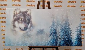 Stampa su tela – Lupo nel paesaggio innevato