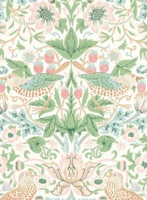 Morris & Co Carta da parati Simply Strawberry Thief - Cochineal Pink