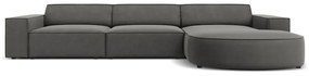 Divano angolare in velluto grigio (angolo destro) Jodie - Micadoni Home