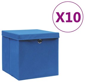 Contenitori Con Coperchi 10 Pz 28x28x28 Cm Blu /