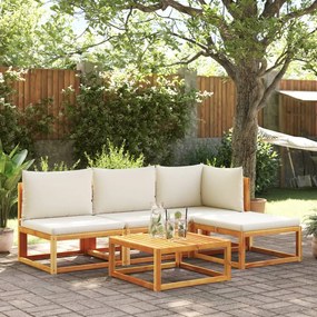 Set divano da giardino 5 pz con cuscini legno massello acacia