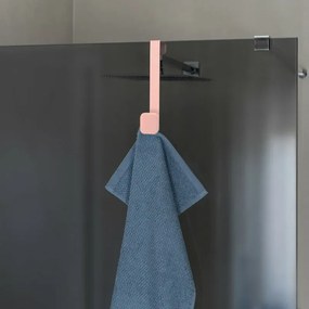 Gancio bagno singolo in acciaio e plastica rosa quadrato Fiore