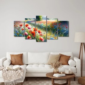 Quadro su tela – Papaveri rossi in un mare di fiori di campo