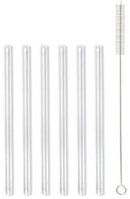 Set di 6 cannucce in vetro per bere, lunghezza 15 cm - Vialli Design