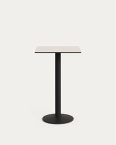 Kave Home - Tavolo alto Tiaret bianco con gamba di metallo rifinita in nero 60 x 60 x 96 cm