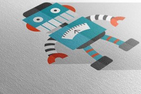 Quadro su tela – Robot blu con sfondo bianco