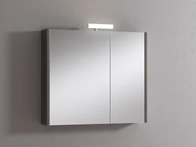 Pensile con luce Akira laccato lucido grigio L 80 x H 70 x P 15.5 cm