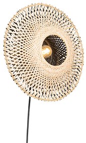 Applique da parete orientale in bambù 35 cm con spina - Rina