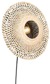 Applique da parete orientale in bambù 35 cm con spina - Rina