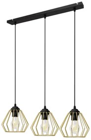 Lampadario a sospensione con filo AGAT 3xE27/15W/230V oro/nero