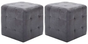 Pouf 2 Pz Grigio 30x30x30 Cm İn Similpelle Scamosciata /