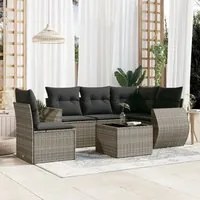 Set Divano da Giardino 6 pz con Cuscini Grigio in Polyrattan 3253717