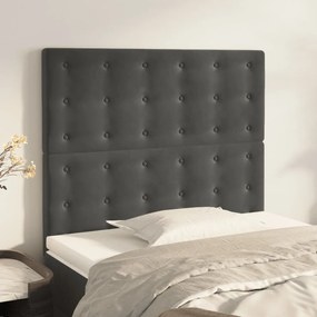 Testiera 2 Pz Grigio Scuro 90x5x78/88 Cm İn Velluto /