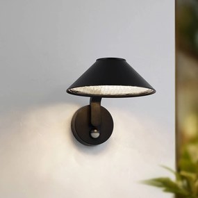 Lindby Applique a LED Capelo, nero, alluminio, sensore, Ø20cm