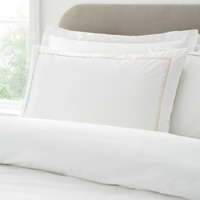 Set copripiumino e federa bianco/beige in percalle di cotone per letto singolo 135x200 cm Contrast Trim – Bianca