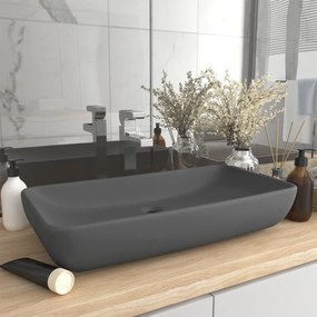 Lavabo Lusso Rettangolare Grigio Scuro Opaco 71x38 Cm Ceramica /