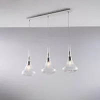 Lampadario Binario Contemporaneo Nemesi Trasparente 3 Luci E27