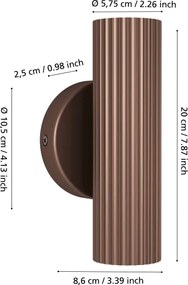 Eglo 902036 - Applique da parete PORTILLO 2xGU10/5W/230V marrone