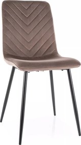 Sedia Daren Velvet in velluto cappuccino e struttura in metallo nero opaco – 45x39x91 cm