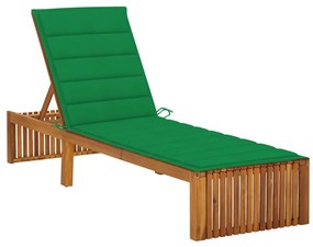 Lettino Prendisole Con Cuscino İn Legno Massello Di Acacia /