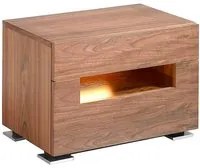 Comodino 58x38x41 cm in legno di noce con illuminazione interna a led