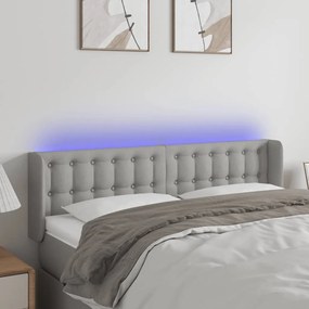 Testiera Grigio Chiaro A Led 147x16x78/88 Cm İn Tessuto /