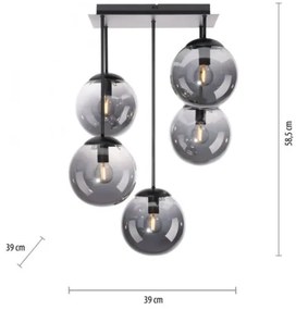 JUST LIGHT. 14602-18 - Lampadario a sospensione con supporto rigido WIDOW 5xE14/25W/230V nero