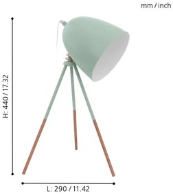 Eglo 49337 - Lampada da tavolo DUNDEE 1xE27/60W/230V