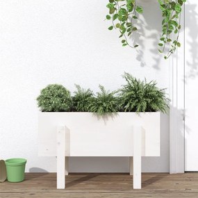 Fioriera Da Giardino Bianca 62x30x38 Cm Legno Massello Di Pino /